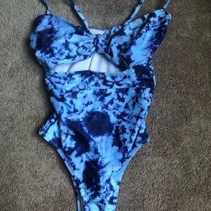 Blue Tie-Dye One Piece Swimsuit